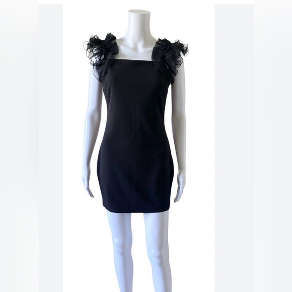 Thirty Thirty Dresses & Skirts - Thirty Thirty Black Sleeveless Ruffle Mini Party Dress Size Small